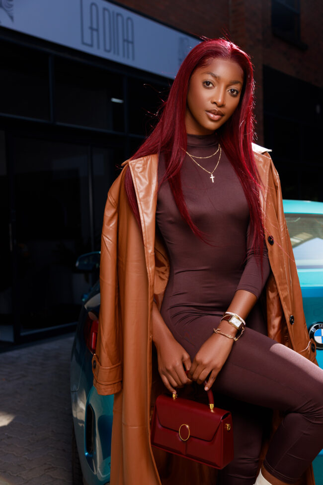 Grace - 22" Brazilian Burgundy Straight Full Frontal Lace Wig - Image 2